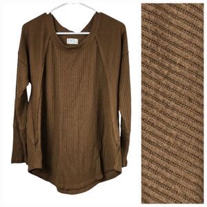 Maurices Nutmeg Waffle Knit Tunic Tee Long Sleeve Casual Cozy Winter Thermal - L